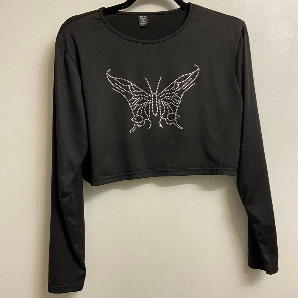 Y2K Butterfly long-sleeved crop top 🦋